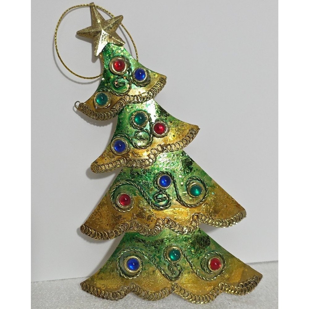 Ornament Metal Christmas‎ Tree - Vintage Holiday